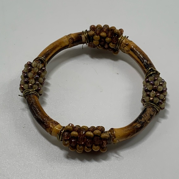 Bamboo Beaded Bangle Bracelet Boho Festival Modern - Picture 6 of 6